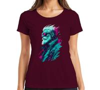 Cyberpunk Cyborg Opa Bart Neon Japan Y2K - Camiseta para mujer, granate, L