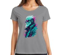 Cyberpunk Cyborg Opa Bart Neon Japan Y2K - Camiseta para mujer, gris, 3XL