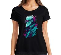 Cyberpunk Cyborg Opa Bart Neon Japan Y2K - Camiseta para mujer, Negro , M