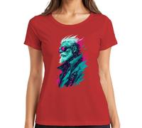 Cyberpunk Cyborg Opa Bart Neon Japan Y2K - Camiseta para mujer, rojo, 3XL