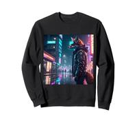 Cyberpunk Fox Stands Watch en la ciudad de Tokio Sudadera
