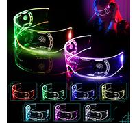 Cyberpunk Gafa LED 2 unidades, gafas luminosas, 7 colores, 4 modos, para fiestas y cosplay, bar, club, Halloween