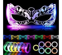 Cyberpunk - Gafas luminosas con 14 pulseras LED, 7 colores, 4 modos, gafas rápidas para Halloween, carnaval, cosplay