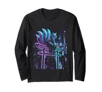 Cyberpunk Kitsune Torii Japanese Fox Synthwave Vaporwave Manga Larga