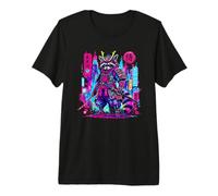 Cyberpunk Mapache Samurai Guerrero Japonés Anime Otaku Camiseta Premium