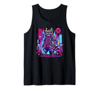 Cyberpunk Mapache Samurai Guerrero Japonés Anime Otaku Camiseta sin Mangas