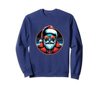 Cyberpunk Papá Noel Divertido diseño navideño Sudadera, Unisex para Adultos, Azul Marino, S