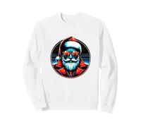Cyberpunk Papá Noel Divertido diseño navideño Sudadera, Unisex para Adultos, Blanco, XL