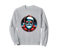 Cyberpunk Papá Noel Divertido diseño navideño Sudadera, Unisex para Adultos, Gris Jaspeado, M