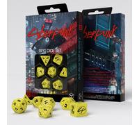 Cyberpunk Red Juego De Dados RPG Set 7 Caras Q-WORKSHOP Nuevo Negro Amarillo