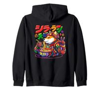 Cyberpunk Shiba Inu Dog Comiendo Ramen Fideos Retro Anime Sudadera con Capucha