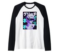 Cyberpunk Vaporwave David VR Gafas Japonesas Glitch Camiseta Manga Raglan