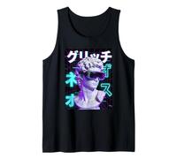 Cyberpunk Vaporwave David VR Gafas Japonesas Glitch Camiseta sin Mangas