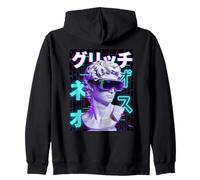 Cyberpunk Vaporwave David VR Gafas Japonesas Glitch Sudadera con Capucha