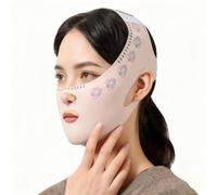 Cyberwork Reductor de papada mentonera V-Line lifting face mask transpirable y reutilizable, face tape ajustable definidor de mandíbula jawliner, máscara facial reafirmante mujer rosa