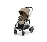 CYBEX Cochecito dorado e-GAZELLE S, máx. 22 kg (modo individual) / 2x 22 kg (modo dúo), sistema todo en 1 con accionamiento eléctrico y 20+ configuraciones, Beige almendra