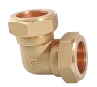 CYBSFKJ 6 8 9,52 10 12 14 15 16 18 20 22 25 28mm tubo de unión de compresión codo OD 90 grados conector de tuberías de latón acoplador aire acondicionado(19mm)