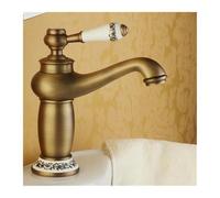CYBSFKJ Grifo de baño con acabado de bronce antiguo, lavabo de latón, grifos de latón macizo, grifos mezcladores de agua de un solo mango, grúa de baño ELFCT001(Antique Bronze)
