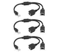 CYBUCH 3X Cable Divisor Ethernet RJ45 1 Macho Una 2 Hembra para Adaptador de Cable de Extensión de Red Ethernet LAN Super Cat5, Cat6, Cat7