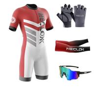 Cycling Skinsuit Triatlón for Hombres,MTB Mono,Pro Manga Corta Traje de Ciclismo,Racing Tri Suit de Bicicletas Acolchado de Gel,Secado rápido y Transpirable,Ciclismo,Carrera,Natación (TYP-1,S)