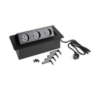 Cyclingcolors 1 toma empotrable rectangular pull-out 3 x 230 V con cable de longitud 1,2 m para oficina o casa, color negro