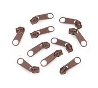 cyclingcolors 10x Tirador de Cremallera Tamaño N°5 de Metal Cursor Kit de Reparación Reemplazo Ropa Vaqueros Maleta Equipaje, marrón claro