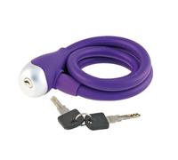 cyclingcolors 1x Candado para bicicleta, 12 mm de diámetro x 1200 mm de largo, con llave y protección de silicona, color morado