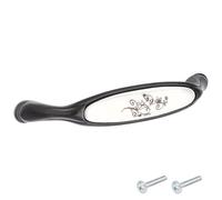 cyclingcolors 1x Tirador de mueble vintage zamak acabado latón oscuro porcelana cerámica diseño flor 96 mm centro cajón armario incluye tornillos