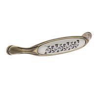 cyclingcolors 1x Tirador de mueble vintage zamak acabado latón porcelana cerámica diseño flor 128 mm centro cajón armario incluye tornillos