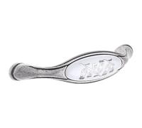 cyclingcolors 1x Tirador de mueble vintage zamak acabado níquel plata estaño porcelana cerámica diseño flor 128 mm centro cajón armario incluye tornillos