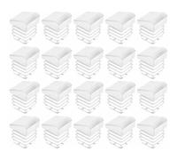 cyclingcolors 20x Tapas de Tubo Cuadradas Inclinadas para Sillas Tapón Insertos de Pies Mesa Muebles Blanco, 25x25mm