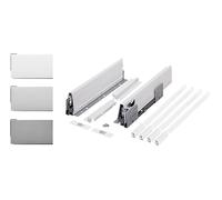 cyclingcolors 2x Cajón completo con guías + lateral + soporte frontal + trasero + tapa + tornillos, corredera, riel, muebles, cocina, altura 204mm, longitud 550mm, gris, reling cuadrado x4