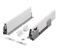 cyclingcolors 2x Cajón completo con guías + lateral + soporte frontal + trasero + tapa + tornillos, corredera, riel, muebles, cocina, altura 86mm, longitud 270mm, blanco