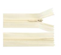 cyclingcolors 2x Cremallera invisible Nº3 30 cm con tirador - Poliéster, extremo abierto, malla deslizante - Para ropa, costura, mercería - beige blanco