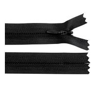 cyclingcolors 2x Cremallera invisible Nº3 40 cm con tirador - Poliéster, extremo abierto, malla deslizante - Para ropa, costura, mercería - negro