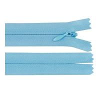 cyclingcolors 2x Cremallera invisible Nº3 50 cm con tirador - Poliéster, extremo abierto, malla deslizante - Para ropa, costura, mercería - azul bebé