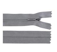 cyclingcolors 2x Cremallera invisible Nº3 50 cm con tirador - Poliéster, extremo abierto, malla deslizante - Para ropa, costura, mercería - gris