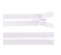 cyclingcolors 2x Cremallera invisible Nº3 60 cm con tirador - Poliéster Dederon, extremo abierto, malla deslizante - Para ropa, costura, mercería, ideal para chaquetas y abrigos - blanco