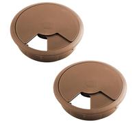 cyclingcolors 2X pasacables 80mm plástico Tapa Redondo Escritorio Mesa Mueble, Nogal