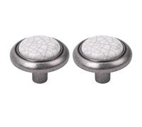 cyclingcolors 2x Pomos de cajón vintage acabado níquel porcelana cerámica 32 mm estilo antiguo mueble puerta cómoda armario incluye tornillos