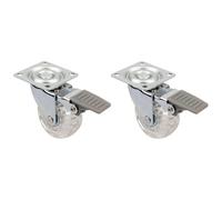 cyclingcolors 2x rueda giratoria para mueble 50 mm blanda con freno con placa 50 x 50 mm universal carga máx 35 kg rueda carro cajón transparente claro