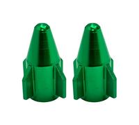 cyclingcolors 2X Tapas Tapones de Válvula Forma Cohete Aluminio Schrader neumático Bicicleta Moto Coche Quad Patinete, Verde
