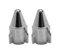 cyclingcolors 2X Tapas Tapones de Válvula Forma Cohete Aluminio Schrader neumático Bicicleta Moto Coche Quad Patinete, Plata