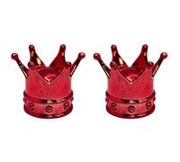 cyclingcolors 2X Tapas Tapones de Válvula Forma Corona Rey Reina plástico Schrader neumático Bicicleta Moto Coche Quad Patinete, Rojo