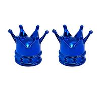 cyclingcolors 2X Tapas Tapones de Válvula Forma Corona Rey Reina plástico Schrader neumático Bicicleta Moto Coche Quad Patinete, Azul