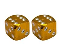 cyclingcolors 2X Tapas Tapones de Válvula Forma Dado Aluminio Schrader neumático Bicicleta Moto Coche Quad Patinete, Dorado