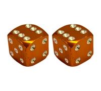 cyclingcolors 2X Tapas Tapones de Válvula Forma Dado Aluminio Schrader neumático Bicicleta Moto Coche Quad Patinete, Naranja