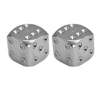 cyclingcolors 2X Tapas Tapones de Válvula Forma Dado Aluminio Schrader neumático Bicicleta Moto Coche Quad Patinete, Plata