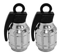 cyclingcolors 2X Tapas Tapones de Válvula Forma Granada Aluminio Schrader neumático Bicicleta Moto Coche Quad Patinete, Plata