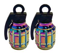 cyclingcolors 2X Tapas Tapones de Válvula Forma Granada Aluminio Schrader neumático Bicicleta Moto Coche Quad Patinete, arcoíris
